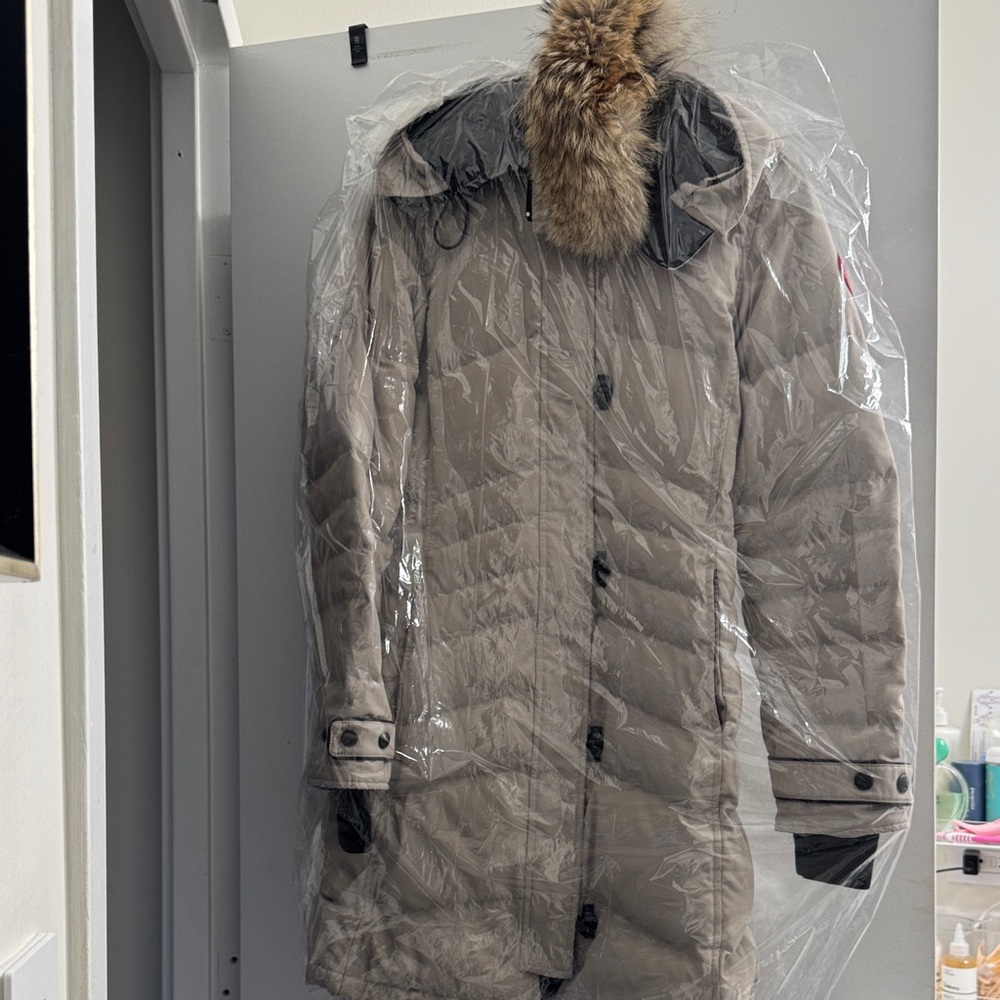 Canada Goose Taupe Quilted Coat with Removable Fur Trim